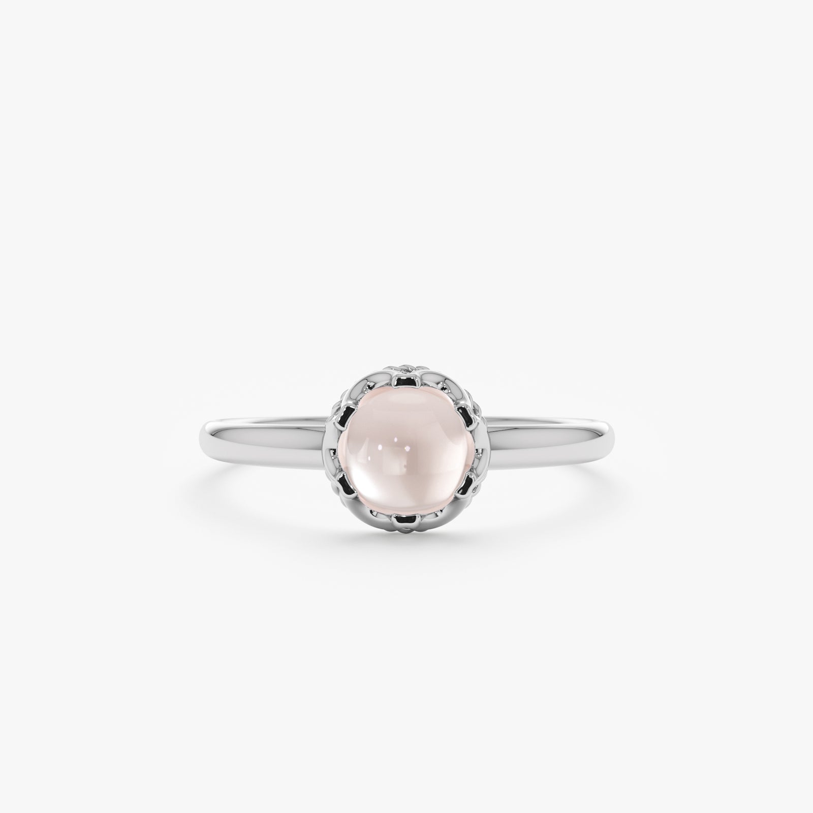 New Elle Sterling Silver Rose Quartz Cushion Shaped offers Cab Ring