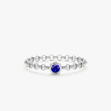 White Gold Sapphire Bezel Chain Ring