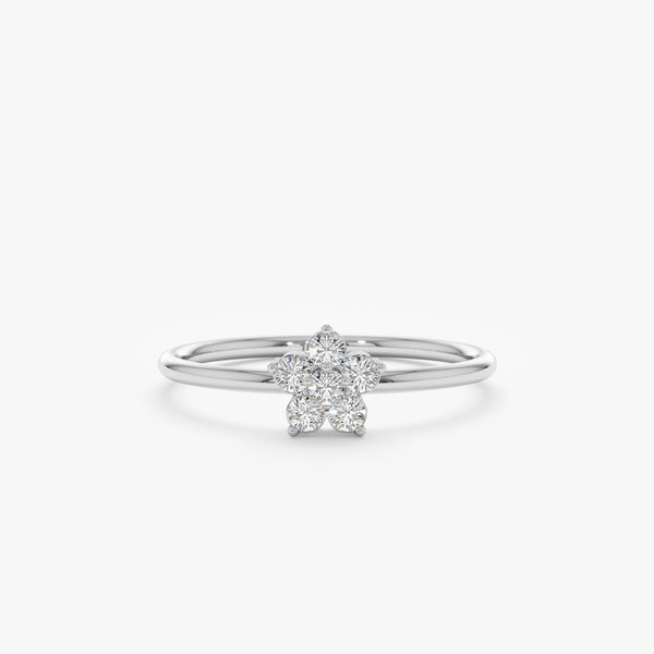 White Gold Diamond Flower Ring