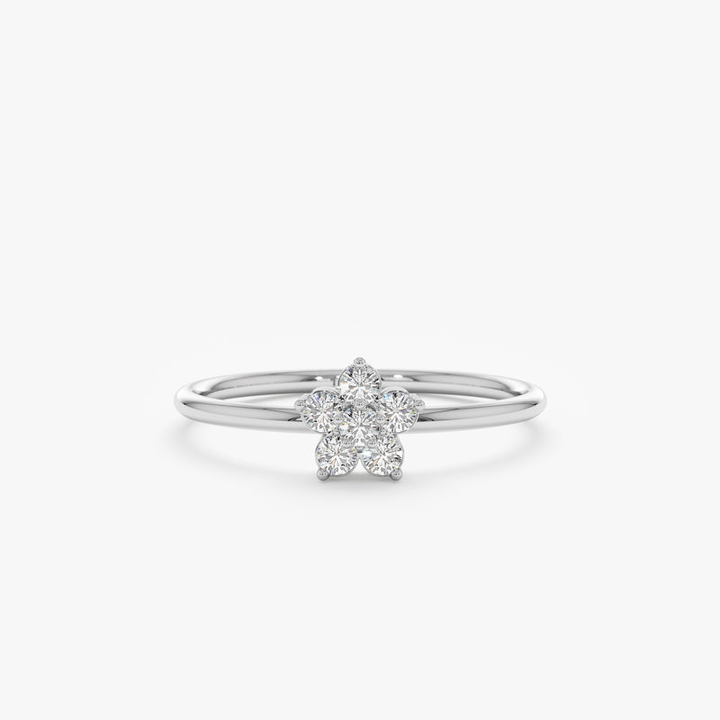 White Gold Diamond Flower Ring