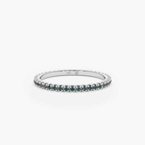 White Gold Blue Diamond Eternity Ring