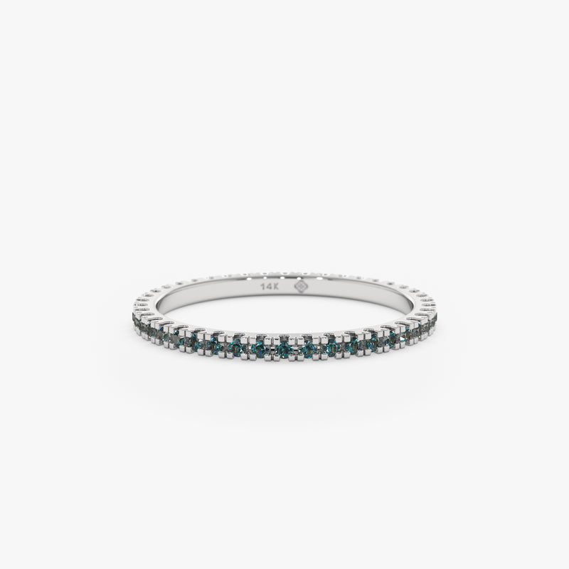 White Gold Blue Diamond Eternity Ring