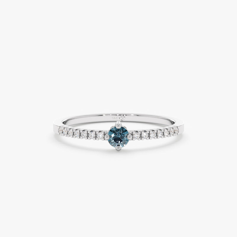 White Gold Diamond Blue Topaz Ring