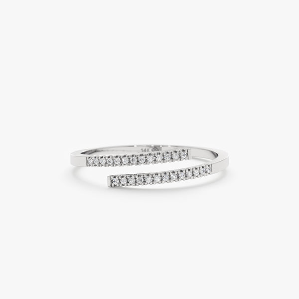 White Gold Diamond Half Spiral Ring