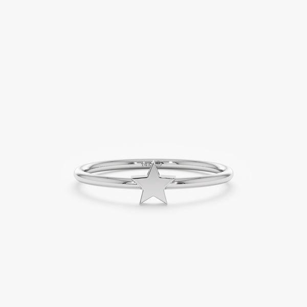 Minimalist White Gold Star Ring