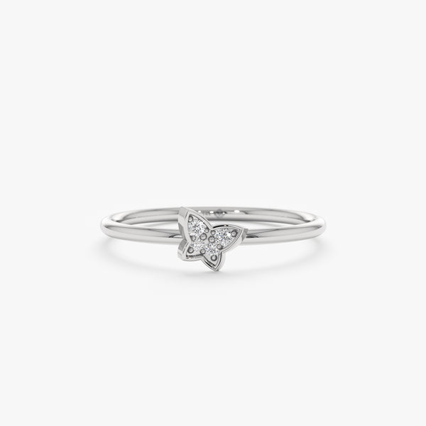 Minimalist White Gold Butterfly Ring