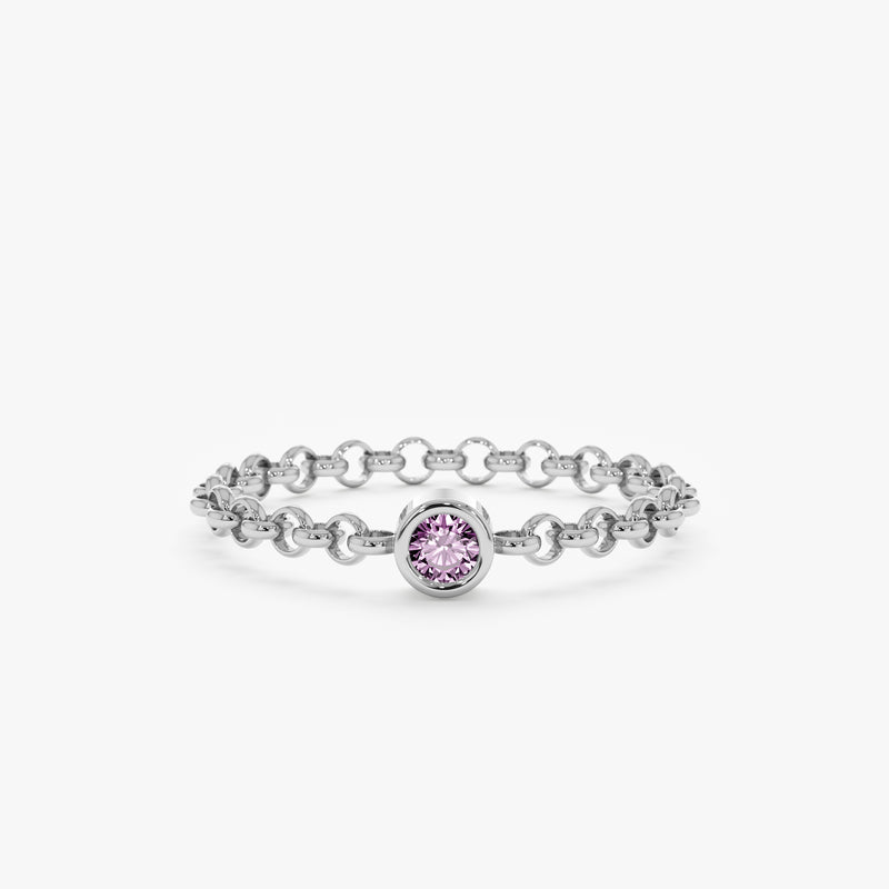 White Gold Amethyst Chain Ring