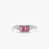 White Gold Pink Sapphire and Diamond Ring