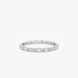 White Gold Round Baguette Diamond Ring 