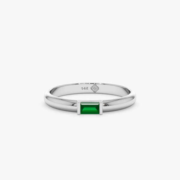 White Gold Emerald Dome Ring