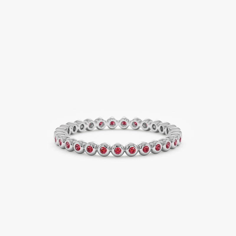 White Gold Bezel Ruby Eternity Band