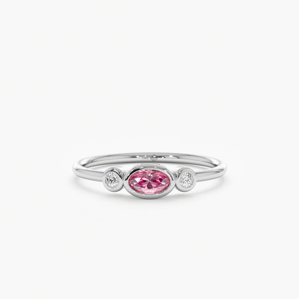 White Gold Pink Sapphire and Diamond Ring