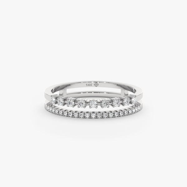 White Gold Two Line Diamond Ring