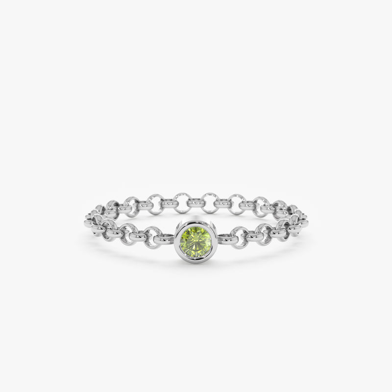 White Gold Peridot Chain Ring