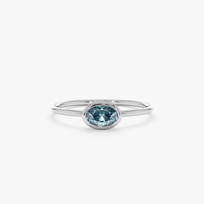 Handmade White Gold Blue Topaz Ring