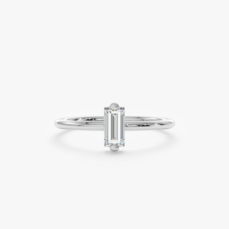 White gold baguette diamond ring