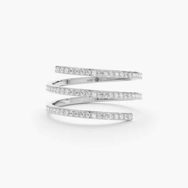 White Gold Diamond Spiral Ring