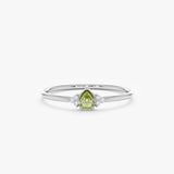 White Gold Peridot Diamond Birthstone Ring