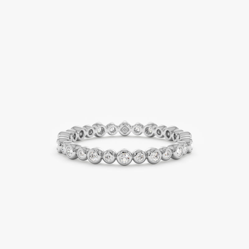 White Gold Diamond Alternating Bezel Ring