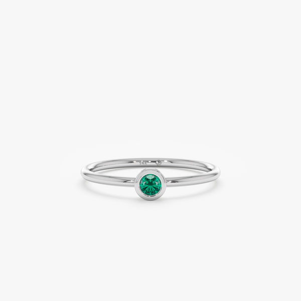 White Gold Emerald Bezel Ring