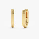 Handcrafted pair of U shape hoop huggies in 14k solid gold