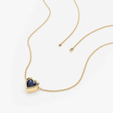 Solid Gold Heart Pendant with September Birthstone 