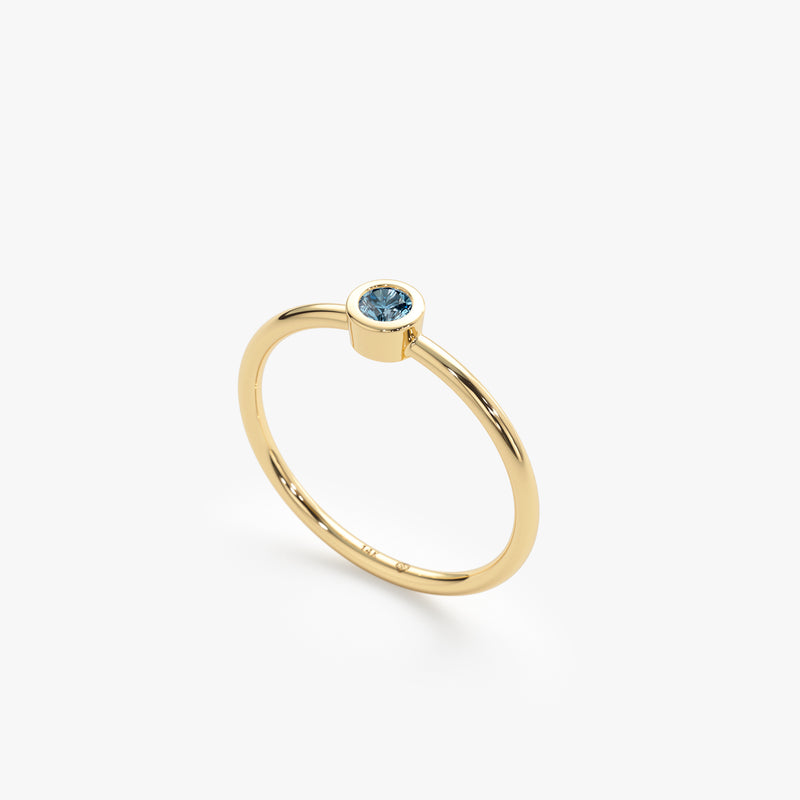 Yellow Gold Natural Blue Diamond Ring