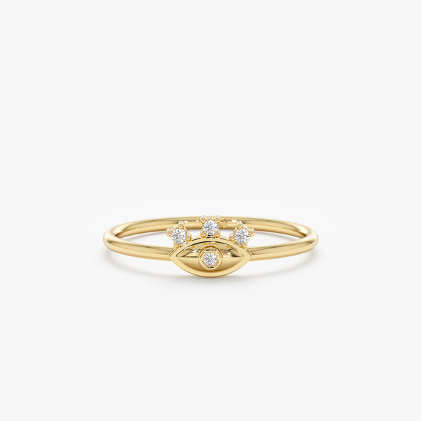 Solid Gold Diamond Evil Eye Ring