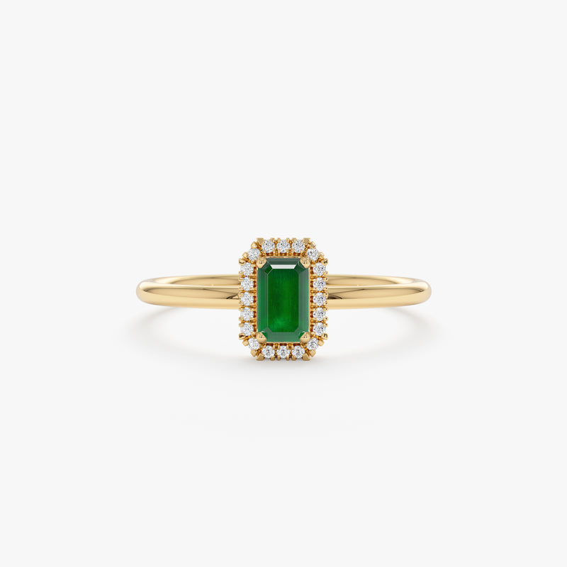 Emerald and Diamond Engagement Ring