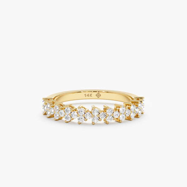 Half Eternity Diamond Cluster Ring