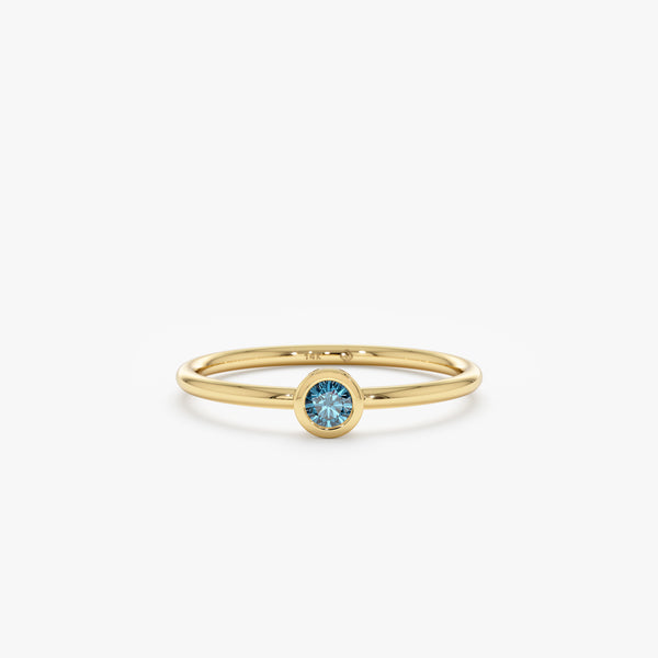 Handmade Gold Blue Diamond Bezel Ring