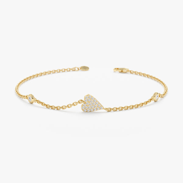 Heart Bracelet with Bezel Diamonds