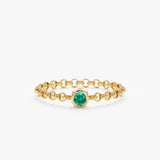 Emerald Bezel Chain Ring