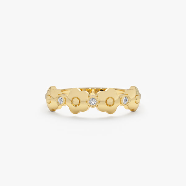 Solid Gold Diamond Flower Ring