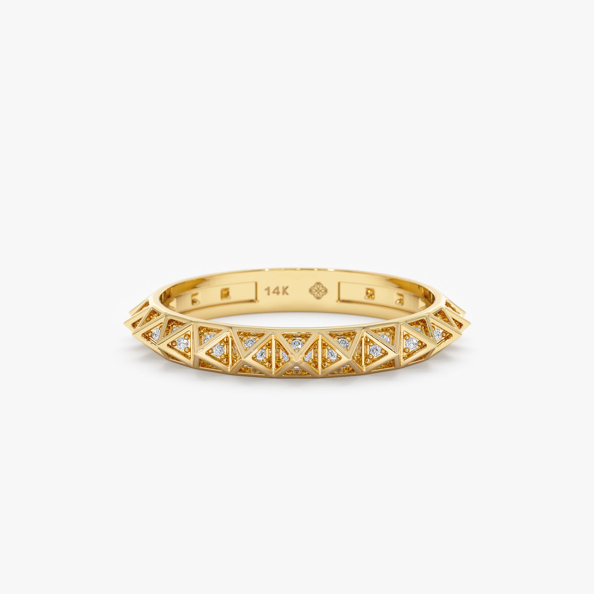 Natural Diamond Pyramid Eternity Ring In Solid Gold