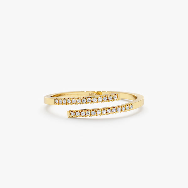 Gold and Diamond Half Spiral Ring