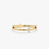 Gold Heart and Diamond Cluster Ring