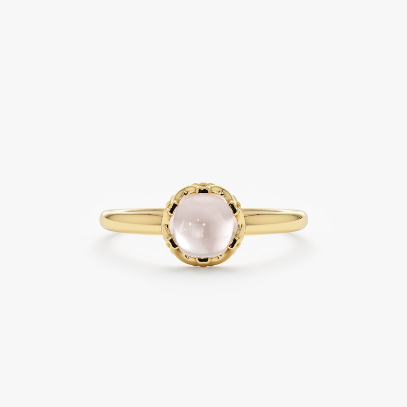 Cabochon Rose Quartz Engagement Ring