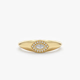 Diamond Evil Eye Signet Ring