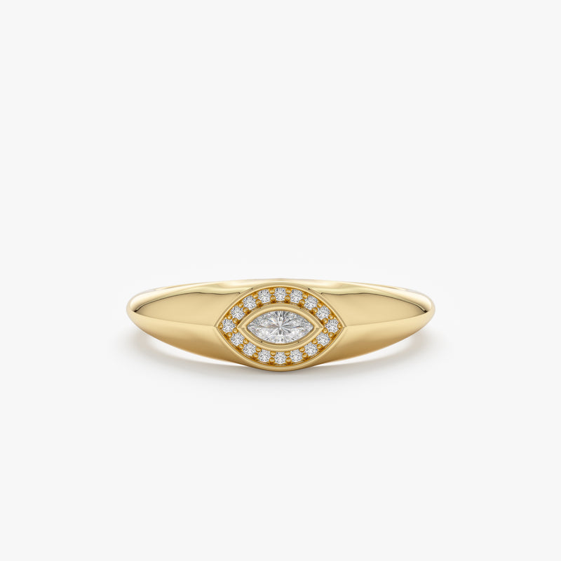 Diamond Evil Eye Signet Ring