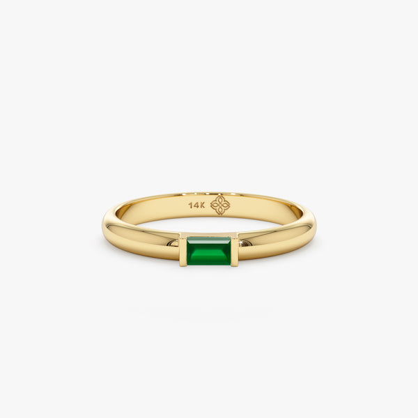 Solid Gold Emerald Dome Ring