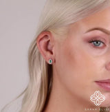 Natural Emerald and Diamond Solid Gold Studs for her