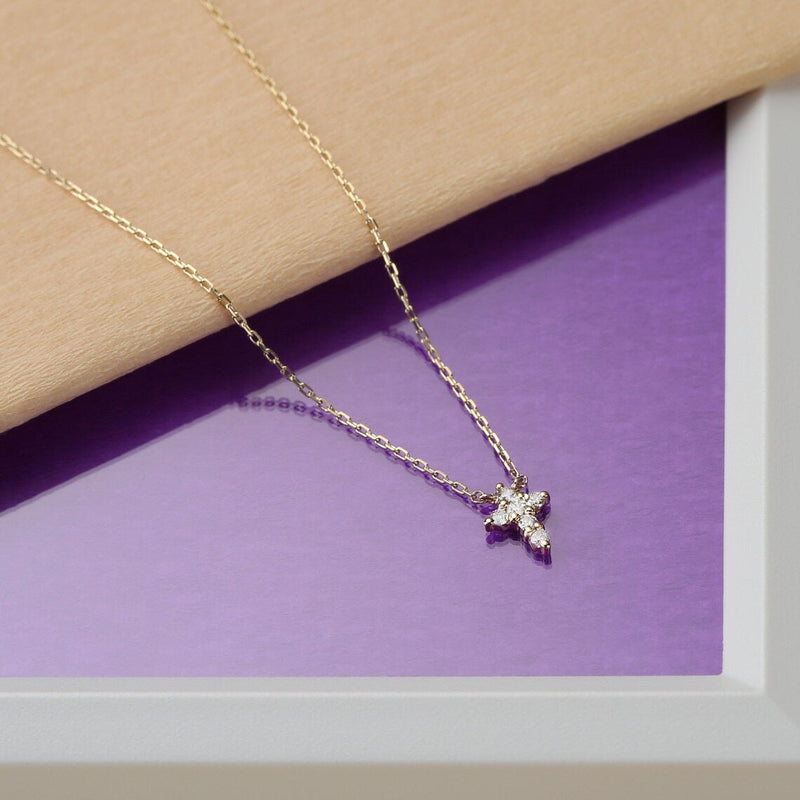 Small Cross Necklace with Diamonds