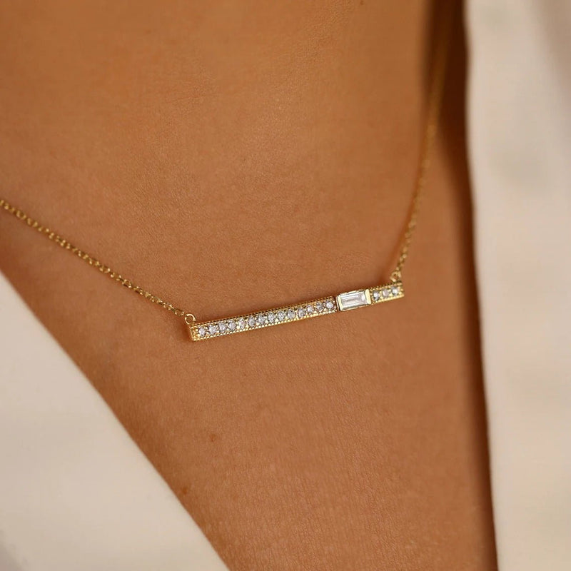Handmade Diamond Bar Necklace