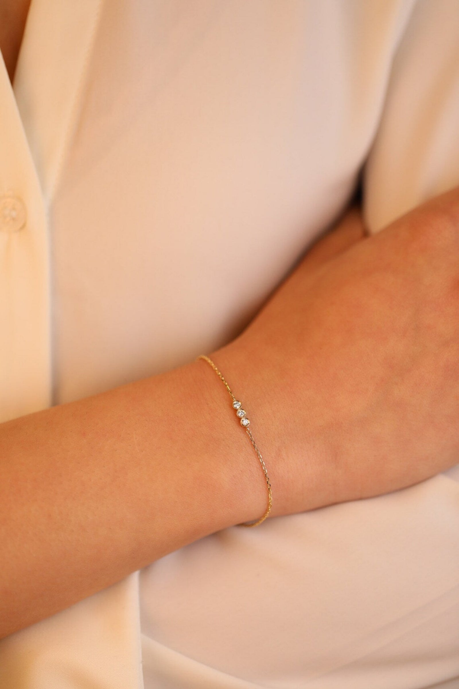 Diamond Slice 2024 Bracelet, Colored Diamonds By The Yard, Delicate Gold Chain Bracelet