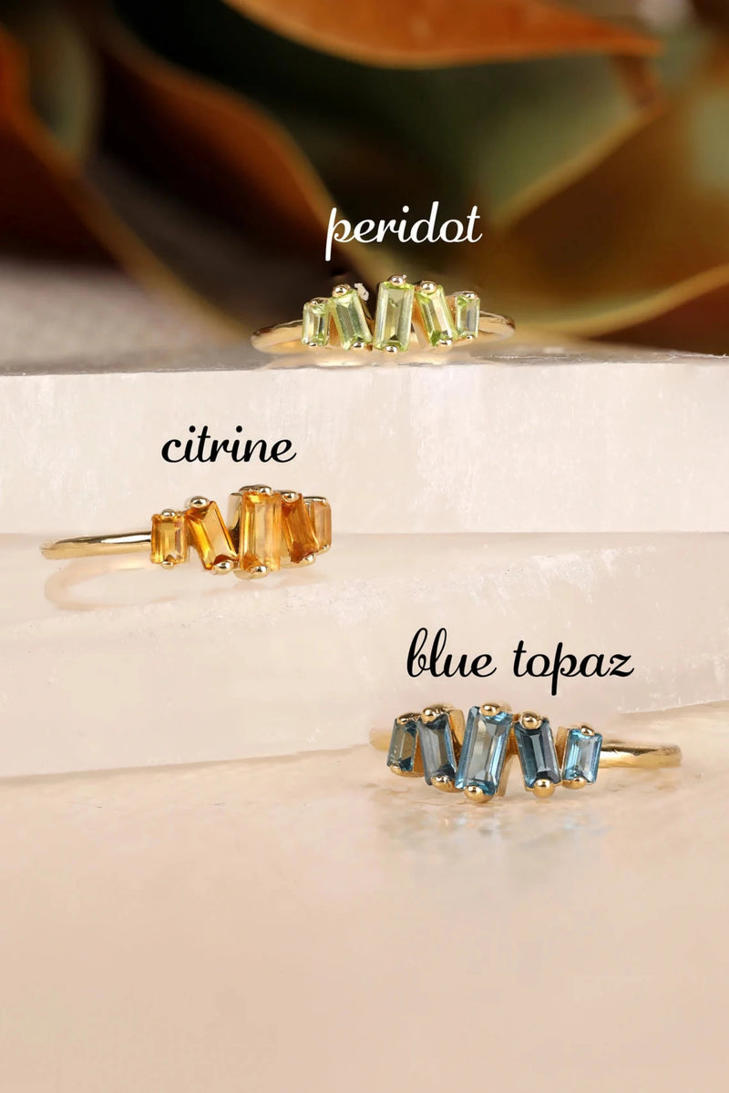 baguette gemstone rings