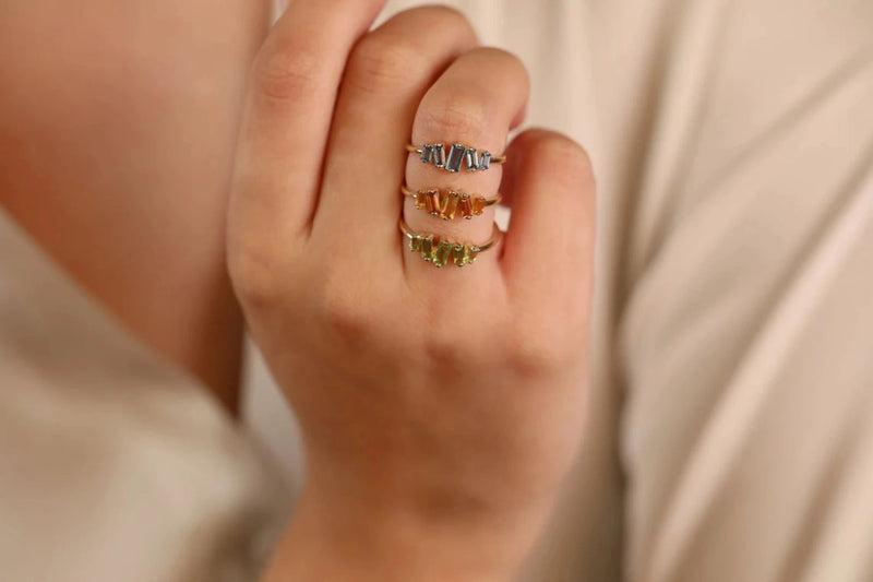 topaz citrine and peridot rings