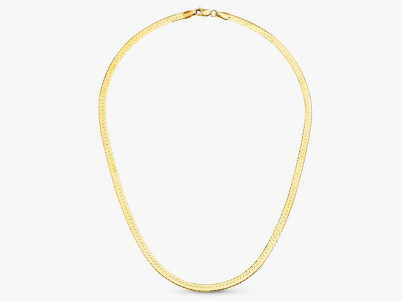 Solid Gold Handmade Herringbone Chain Necklace