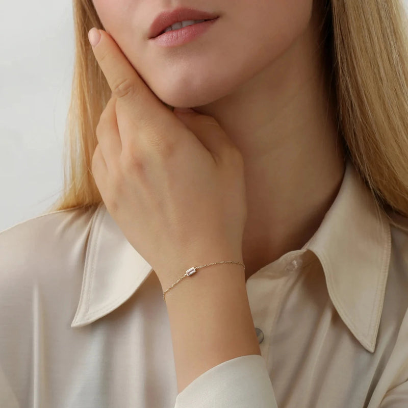 natural rose quartz baguette bracelet