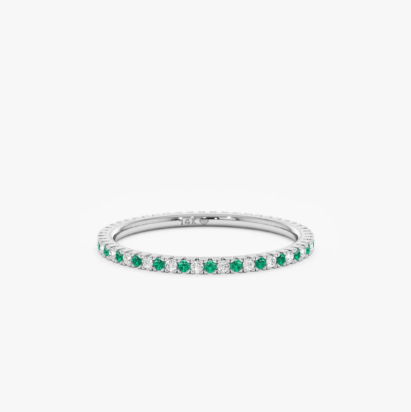 white gold may birthstone ring